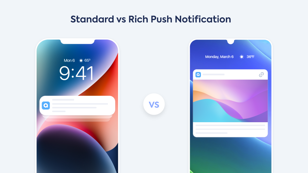 Standard push notifications vs Rich push notifications